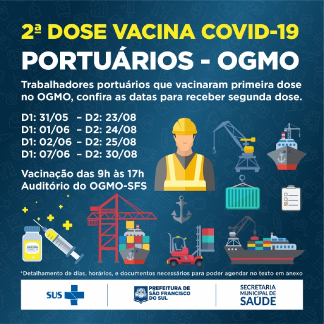 Portu&aacute;rios come&ccedil;am a receber segunda dose da vacina Covid